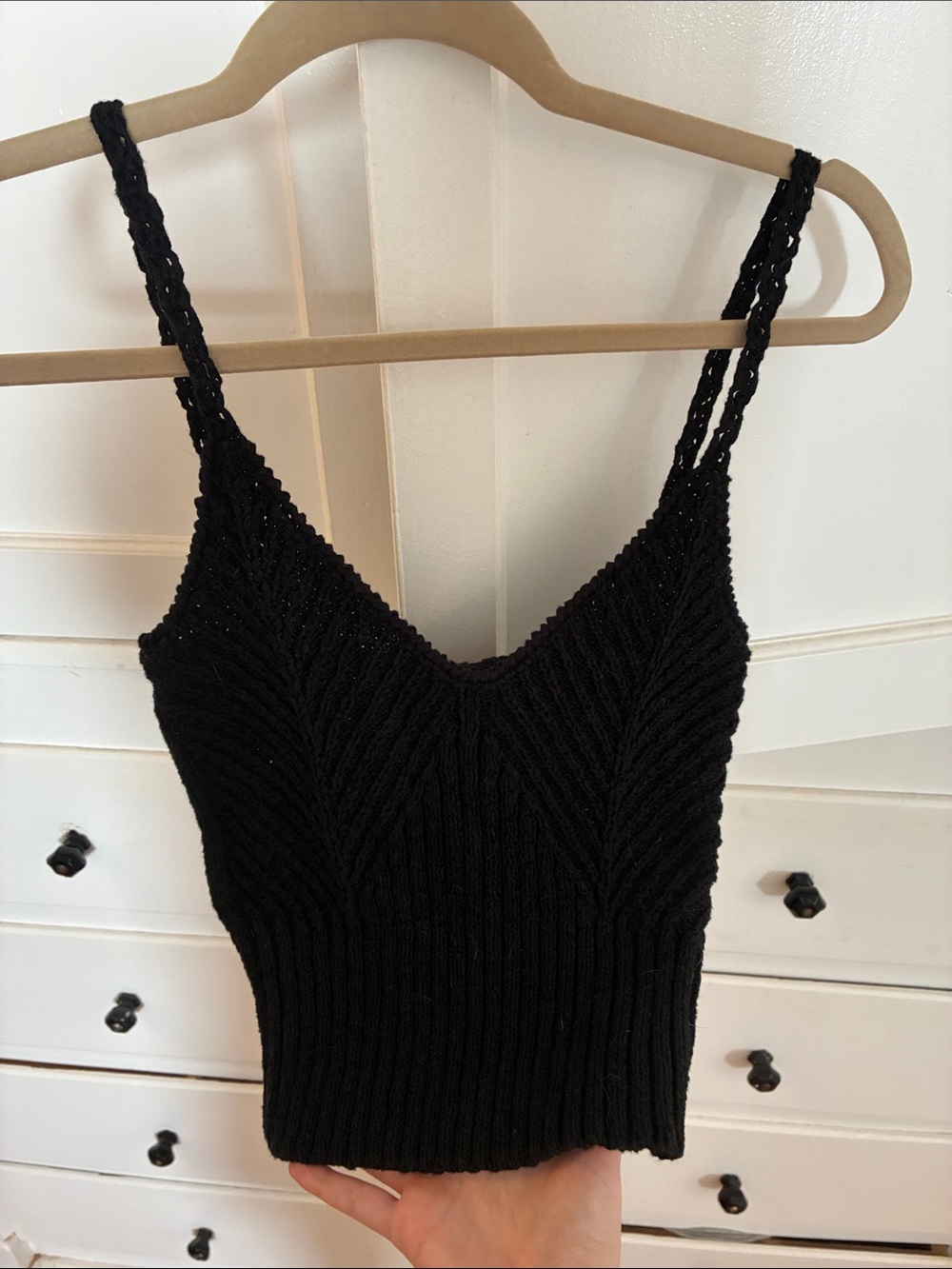 J. Crew Black Knit V-Neck Cropped Camisole